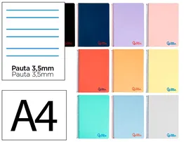 Liderpapel Cuaderno espiral A4 Wonder tapa plástico 80 hojas 90gr pauta ancha 3,5mm colores surtidos