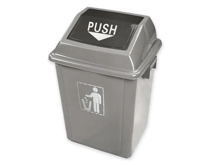 Q-connect Papelera Contenedor Plástico con Tapa de Balancín, 20 Litros, Gris, 340x240x450 mm