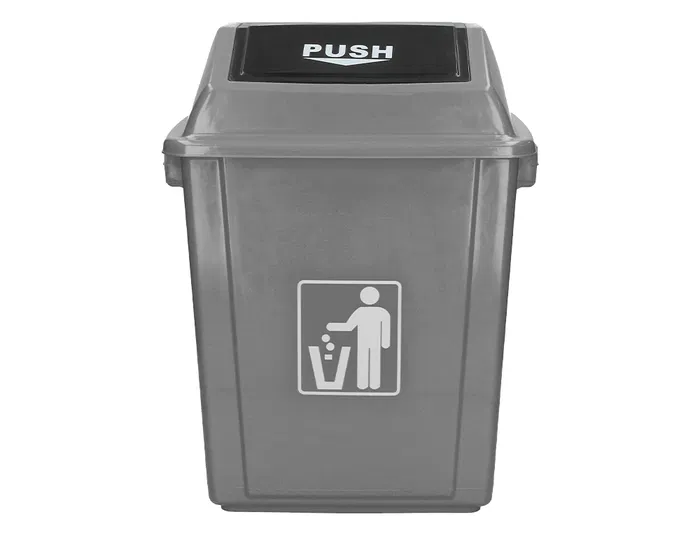 Q-connect Papelera Contenedor Plástico con Tapa de Balancín, 20 Litros, Gris, 340x240x450 mm