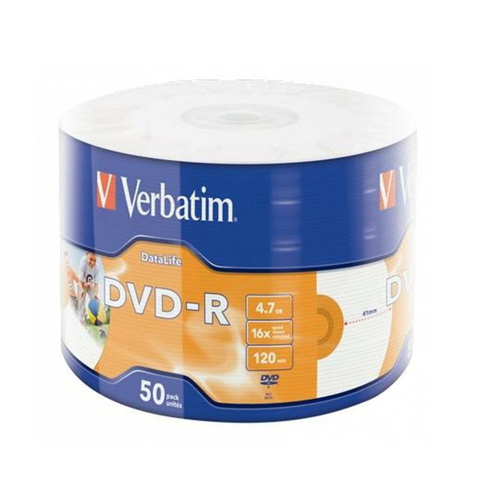 Verbatim DVD-R DatalifePlus Wide Inkjet Printable Professional 4,7GB 16x 50 Pack Verbatim DVD-R DatalifePlus Wide Inkjet Printable Professional 4,7GB 16x 50 Pack