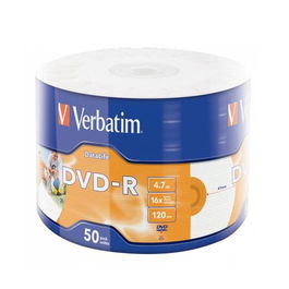 Verbatim DVD-R 4.7GB 16X 50 Pack Spindle Datalife Plus Wide Inkjet Printable Professional