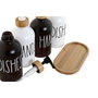 DKD Home Decor Set de 3 Dosificadores de Cristal y Bambú 350ml, Surtido de 2 Unidades