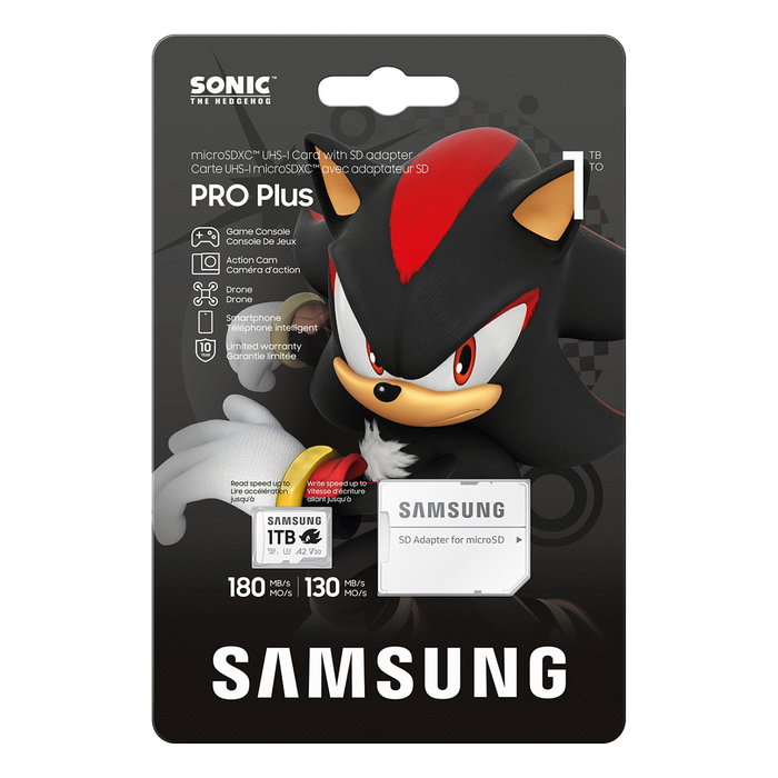 Samsung CARD Micro SD 1TB Sonic con Adaptador - MicroSDXC Clase 10 UHS-I U3 V30 A2 180MB/s Lectura
