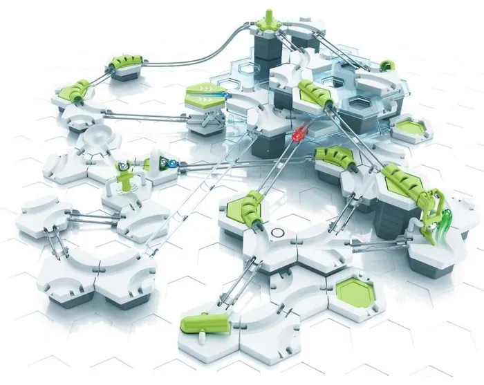 Ravensburger-GraviTrax Starter Set Race-180 piezas-Juego de construcción creativo-Curso de mármol para construir-Edad 8-22439