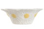 DKD Home Decor Bol de Porcelana Margaritas Blanco y Amarillo