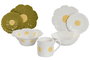 DKD Home Decor Bol de Porcelana Margaritas Blanco y Amarillo