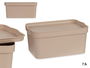Kipit Caja de Plástico con Tapa Beige 7.5L 32x21.5x14.5cm (Set de 12)