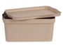 Kipit Caja de Plástico con Tapa Beige 7.5L 32x21.5x14.5cm (Set de 12)