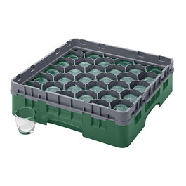CAMBRO - 30S318-119 - Cesta de lavado 30 comp. 1 altura - 7,84 cm Ø máx. - alt. máx. 9,4 cm - 50 x 50 x 14,3 cm - Verde sherwood