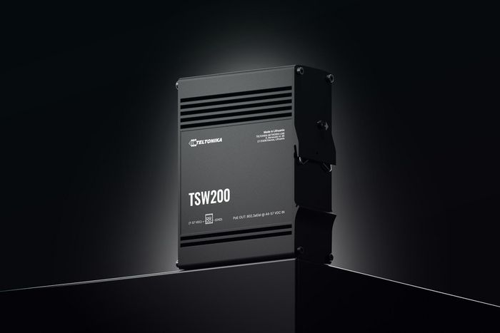 Teltonika Networks TSW200 - Conmutador Ethernet Industrial No Gestionado, 8 Puertos RJ-45 Gigabit, 2 Puertos SFP, PoE+ hasta 30W por Puerto, IP30