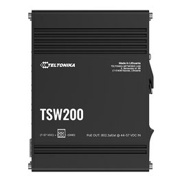 Teltonika TSW200 Switch Industrial 8 Puertos Gigabit No Administrado PoE+ (2 SFP), Montaje Pared/DIN, IP30, Aluminio