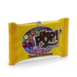 Oh My Pop Neceser Chococandy Amarillo PVC con Forro Interior y Bolsillo Trasero 15x24x2cm