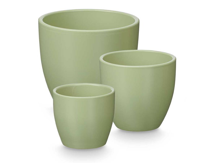 Ibergarden Set 3 Macetas Abombada Menta Mate (14 cm, 17 cm, 22 cm)
