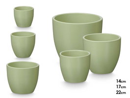 Ibergarden Set 3 Macetas Abombada Menta Mate (14 cm, 17 cm, 22 cm)