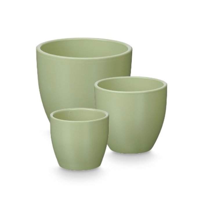Ibergarden Set de 3 Macetas Abombadas Menta Mate, Tamaños 14, 17 y 22 cm Ibergarden Set de 3 Macetas Abombadas Menta Mate, Tamaños 14, 17 y 22 cm