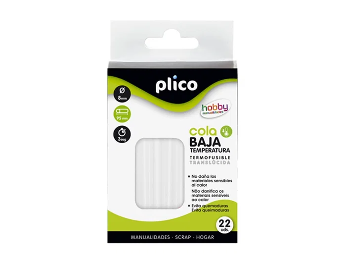 Plico Barra Termofusible Cola Baja Temperatura 8 mm x 95 mm Blister 22 Unidades