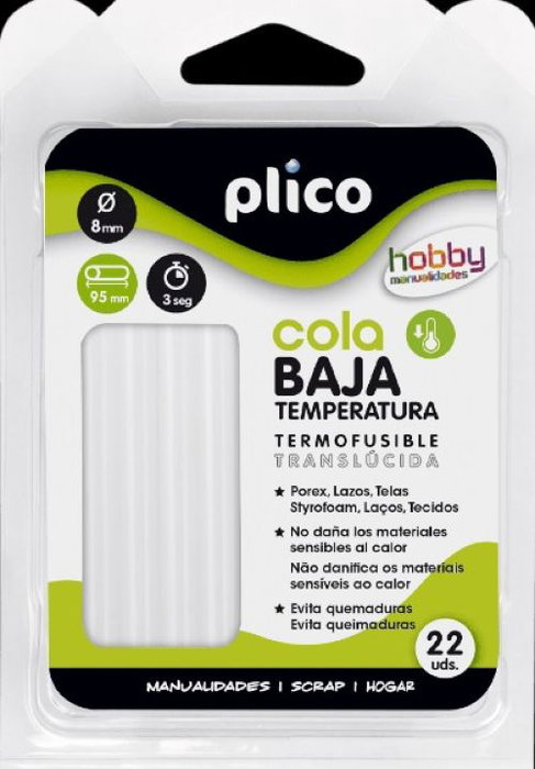 Plico Barritas de Cola Termofusible de Baja Temperatura 8 mm x 95 mm (22 unidades)