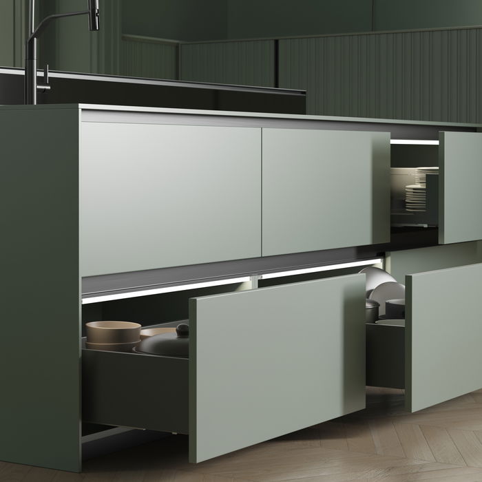 Emuca Cajón exterior Vertex con regulación 3D de altura 178mm, 40kg, espesor de tablero de 18mm, profundidad 350mm, Acero, Gris antracita