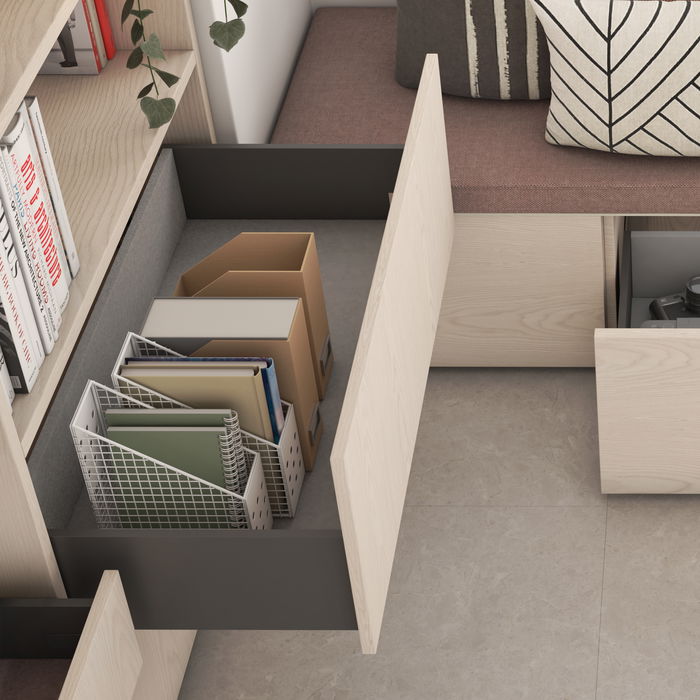 Emuca Cajón exterior Vertex con regulación 3D de altura 178mm, 40kg, espesor de tablero de 18mm, profundidad 350mm, Acero, Gris antracita