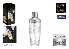 Inde Coctelera de Vidrio con Tapa de Acero 650 ml My Bar 10,4 x 10,2 x 21,2 cm (12 Unidades)