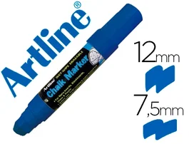 Artline Rotulador Pizarra EPW-12 mm para Pizarras Negras y Verdes, Cristal, Plástico. Uso Exterior/Interior. Trazo 12 mm. Color Azul.