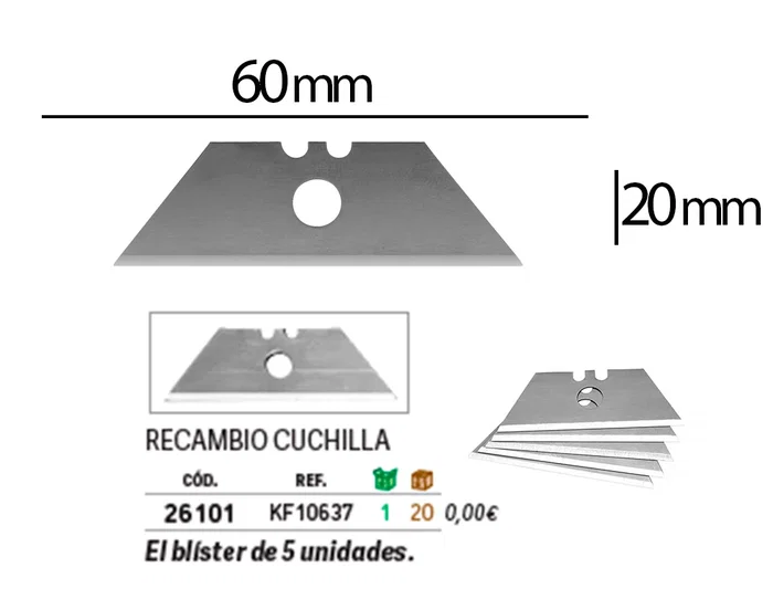 Q-connect Repuesto Cuter Cuchilla Ancho 18 mm Blister 5 Unidades para Modelos KF10633/KF14624