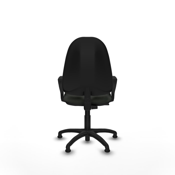 Silla de oficina Algarra con mecanismo Contacto permanente básico tapizada con Tela color Negro. Equipada con Base poliamida negra, Brazos fijosy Topes