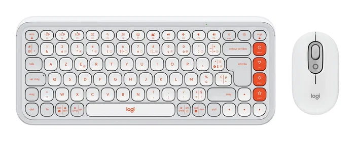 Logitech POP Icon Combo Teclado y Ratón Bluetooth AZERTY Naranja y Blanco
