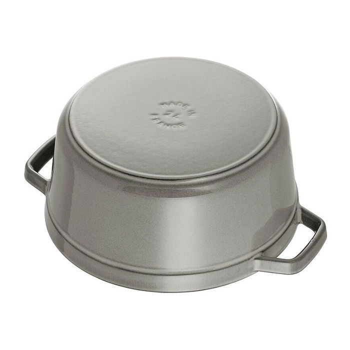 Staub La Cocotte Cazuela Horno Hierro Fundido 3.8L 24cm Redonda Gris - Apto Inducción, Horno, Lavavajillas