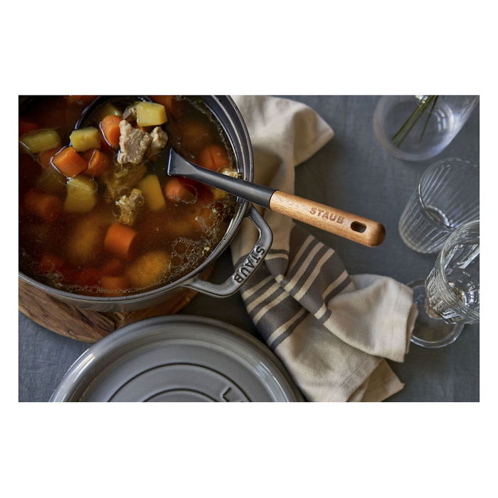 Staub La Cocotte Cazuela Horno Hierro Fundido 3.8L 24cm Redonda Gris - Apto Inducción, Horno, Lavavajillas