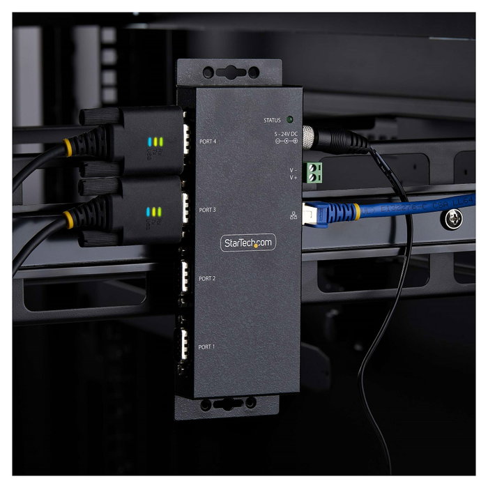 Startech.com I43-SERIAL-ETHERNET Conversor Serie a Ethernet de 4 Puertos Negro