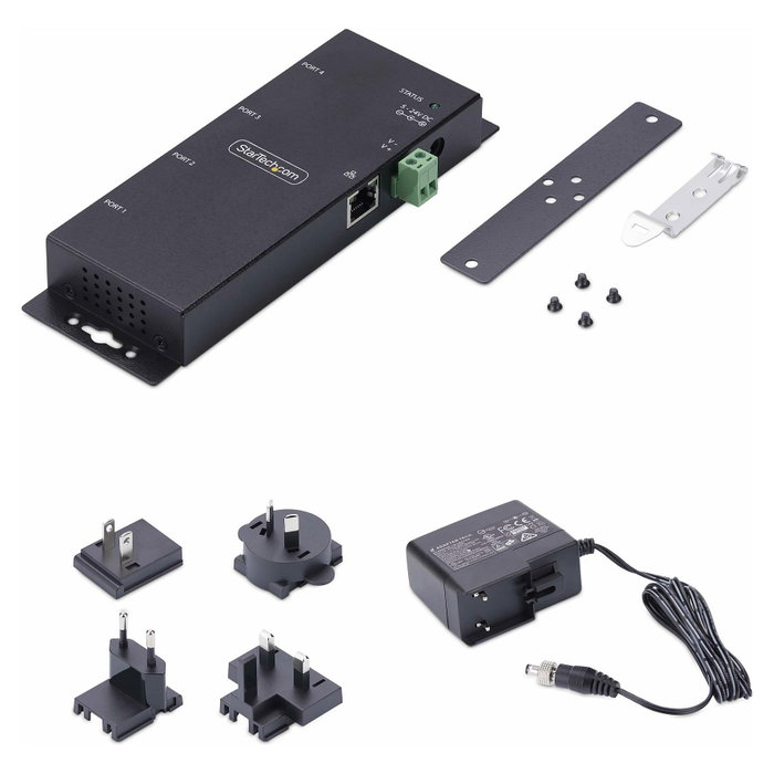 Startech.com I43-SERIAL-ETHERNET Conversor Serie a Ethernet de 4 Puertos Negro