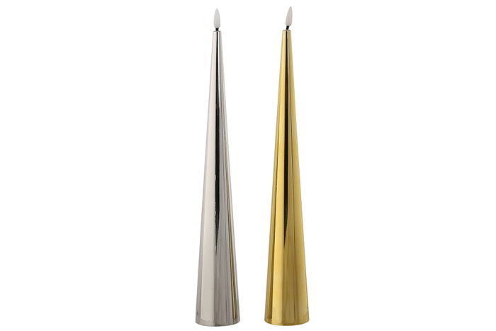 DKD Home Decor Surtido de Velas LED PVC 5,5x5,5x38,5 cm Dorado y Plateado