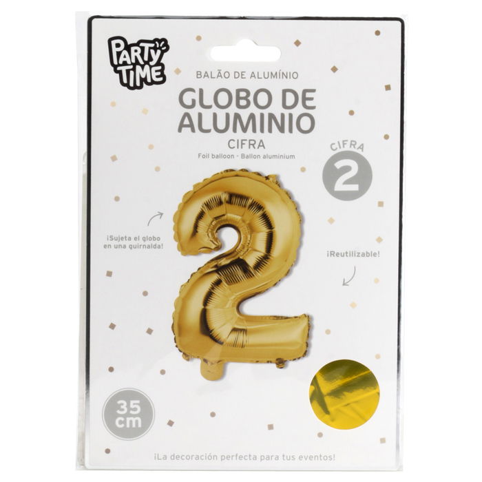 Party Time Globo Cifra 2 Oro Altura 35 cm