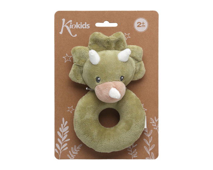 KioKids Sonajero Peluche Dinosaurio Verde +0 Meses Juguete Estimulación Bebé