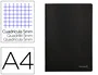 Liderpapel Libreta tapa negra A4 80 hojas cuadro 5mm con doble margen