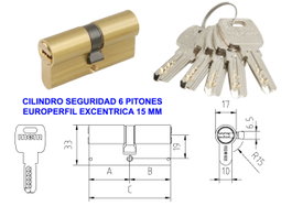 EUROPERF Cilindro de seguridad AS6-70 35x35 R-15 Latón