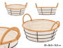 Kinvara Cesta Redonda de Metal y Tela Natural 26.5x23.5x12.5 cm (Set de 24)