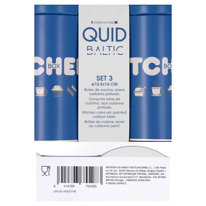 Quid Set de 3 Botes de Cocina Baltic Azul