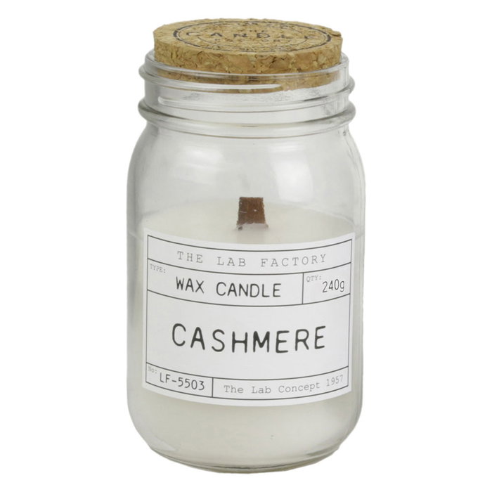 Home Deco Factory Tarro con Vela Mecha Madera Colección Apothicaire 240g Cera Aroma Retro Elegante Bote Cristal 7.8x14cm