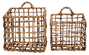 DKD Home Decor Set de 2 Cestas de Pared Metal y PE Marrón