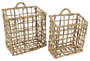 DKD Home Decor Set de 2 Cestas de Pared Metal y PE Marrón