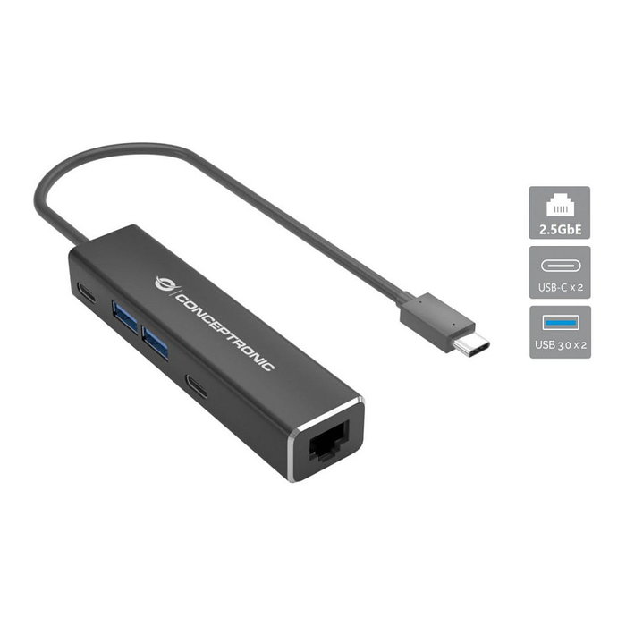 Conceptronic ABBY14B Adaptador USB-C a 2.5GbE con 2xUSB-C y 2xUSB-A