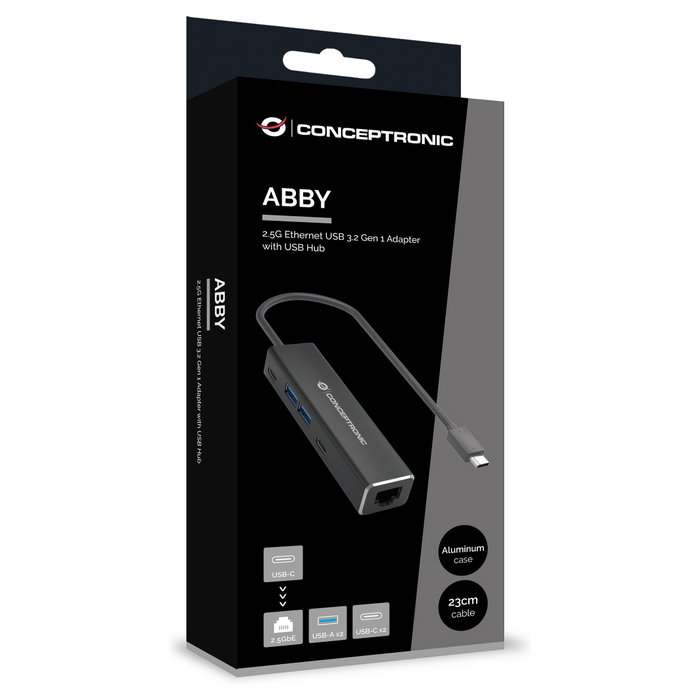 Conceptronic ABBY14B Adaptador USB-C a 2.5GbE con 2xUSB-C y 2xUSB-A