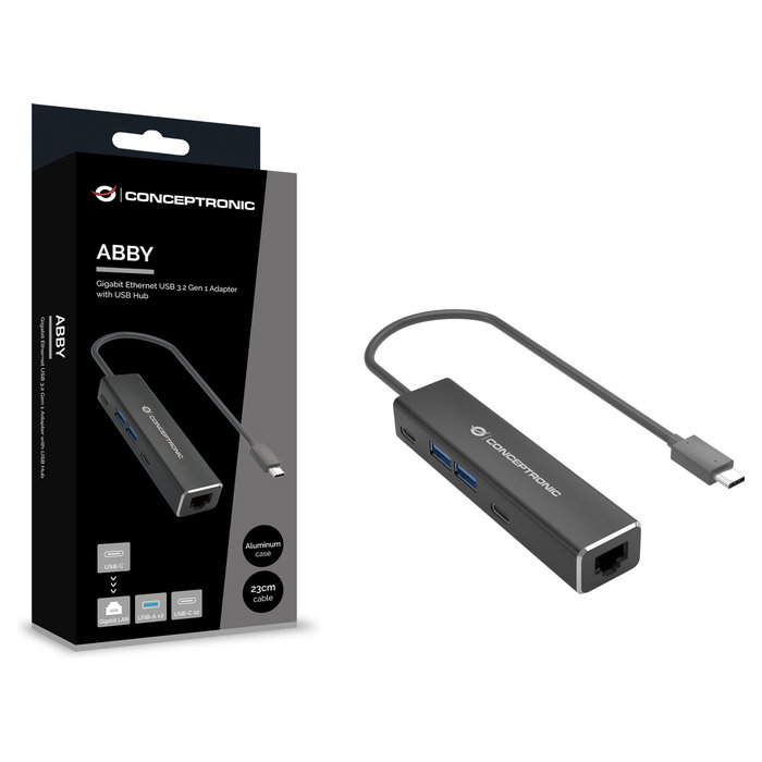 Conceptronic ABBY14B Adaptador USB-C a 2.5GbE con 2xUSB-C y 2xUSB-A