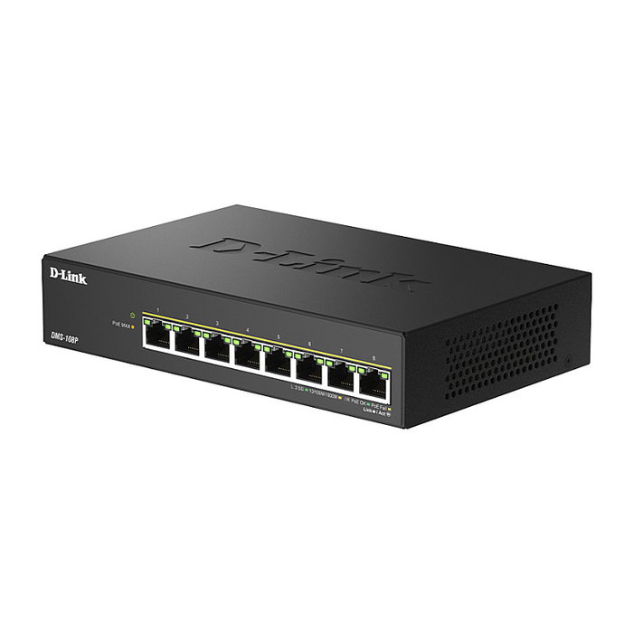 D-Link DMS-108P/E Switch 8 Puertos 2.5G Multi-Gigabit PoE++ Negro D-Link DMS-108P/E Switch 8 Puertos 2.5G Multi-Gigabit PoE++ Negro