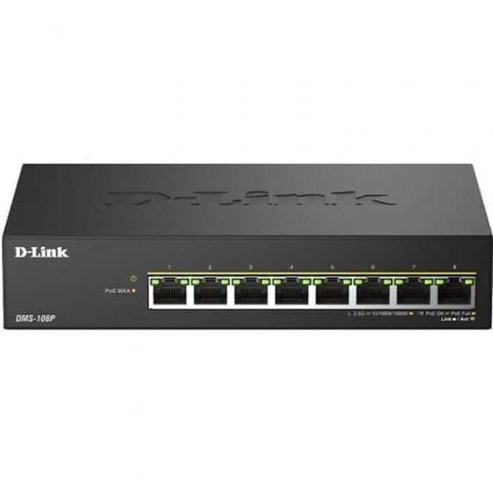 D-Link DMS-108P/E Switch 8 Puertos 2.5G Multi-Gigabit PoE++ Negro D-Link DMS-108P/E Switch 8 Puertos 2.5G Multi-Gigabit PoE++ Negro