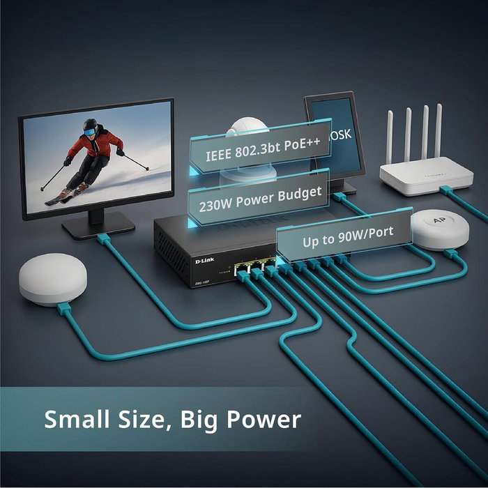 D-Link DMS-108P/E Switch 8 Puertos 2.5G Multi-Gigabit PoE++ Negro D-Link DMS-108P/E Switch 8 Puertos 2.5G Multi-Gigabit PoE++ Negro