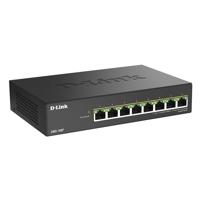 D-Link DMS-108P/E Switch 8 Puertos 2.5G Multi-Gigabit PoE++ Negro D-Link DMS-108P/E Switch 8 Puertos 2.5G Multi-Gigabit PoE++ Negro