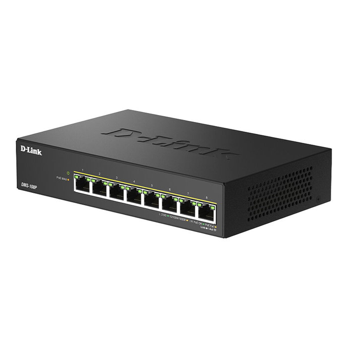 D-Link DMS-108P/E Switch 8 Puertos 2.5G Multi-Gigabit PoE++ Negro D-Link DMS-108P/E Switch 8 Puertos 2.5G Multi-Gigabit PoE++ Negro